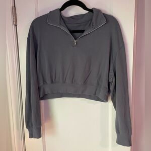 3 for $12- Steel gray quarter zip crop top sweatshirt size medium